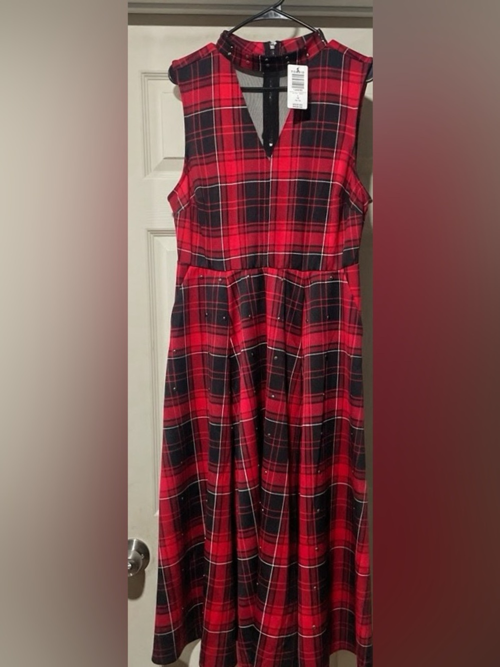 torrid Red and Black Plaid Sleeveless Kids Dress with Stud Accents